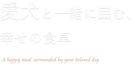 愛犬と一緒に囲む、幸せの食卓 A happy meal surrounded by your beloved dog